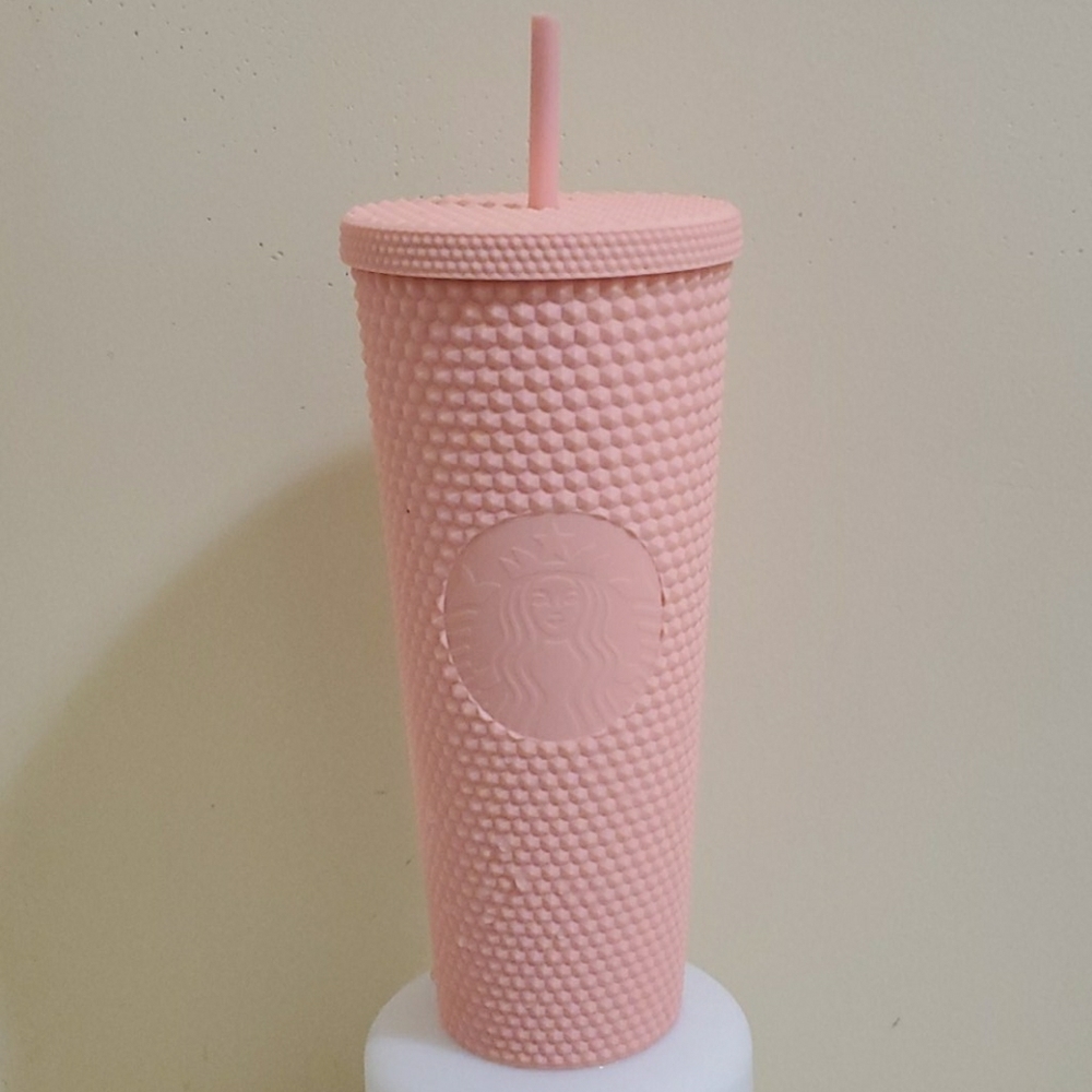 Pink matte studded Starbucks tumbler